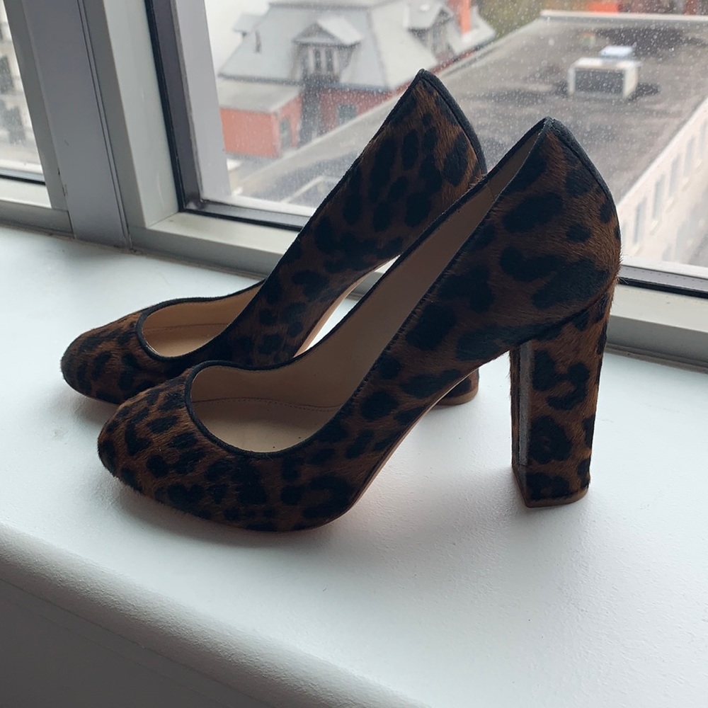 J Crew Collection Leopard Print Calf Hair Heels